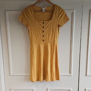 Yellow Button-Front Dress